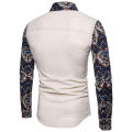 2019 spring and autumn Men's cotton and linen printed long-sleeved shirt men's linen shirt